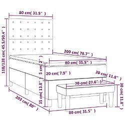 vidaXL Sommier à lattes de lit avec matelas Blanc 80x200 cm Similicuir pas cher