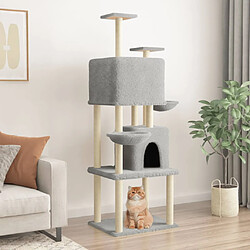 vidaXL Arbre à chat avec griffoirs en sisal Gris clair 180 cm