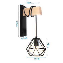 Acheter Stoex Applique murale en fer bois , Créative Lustre suspension rétro cage en forme diamant moderne salon chambre cuisine noir