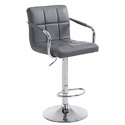 Decoshop26 Tabouret de bar repose-pieds en synthétique gris pieds trompette en métal chromé TDB10520