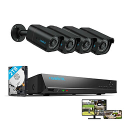 Reolink Kit Vidéo Surveillance avec 8MP 4X Bullet Caméra IP PoE et 8CH 2To NVR, Détection Personne/Véhicule, Vision Nocturne 30m avec Audio, Noir