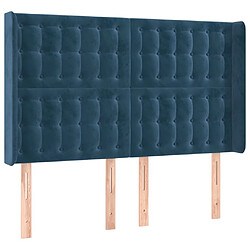 Maison Chic Tête de lit scandinave avec oreilles,meuble de chambre Bleu foncé 147x16x118/128 cm Velours -MN49698