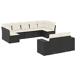 Maison Chic Ensemble Tables et chaises d'extérieur 9 pcs avec coussins,Salon de jardin noir résine tressée -GKD348489