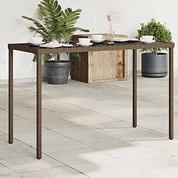 vidaXL Table de jardin dessus en verre marron 115x54x74 cm poly rotin