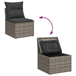 Avis vidaXL Salon de jardin 11 pcs avec coussins gris résine tressée