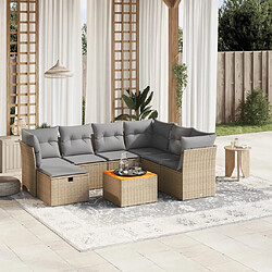 vidaXL Salon de jardin avec coussins 8pcs mélange beige résine tressée 