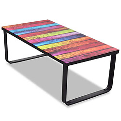 vidaXL Table basse avec impression d'arc-en-ciel Dessus en verre