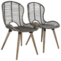 Decoshop26 Lot de 4 chaises de salle à manger cuisine marron Rotin naturel CDS021697