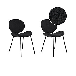 Beliani Chaise de salle à manger Set de 2 Bouclé Noir LUANA