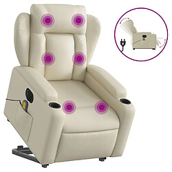 Maison Chic Fauteuil Relax pour salon, Fauteuil inclinable de massage électrique crème similicuir -GKD38048