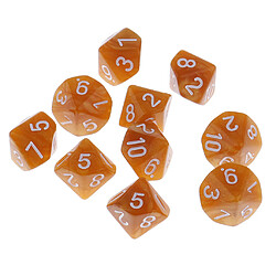 10 pièces en plastique 10 faces d10 d10 pour le jeu de barre de jeu accessoire jaune