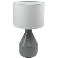 Corep Lampe a poser ceramique gris et tissu luminaire chevet LED deco chambre salon