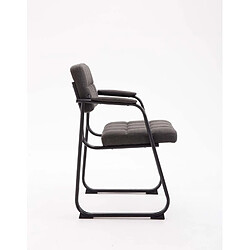 Decoshop26 Chaise visiteur fauteuil de bureau sans roulette coutures décoratives en tissu gris foncé support en métal noir BUR10216