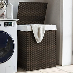 vidaXL Panier à linge avec couvercle marron foncé résine tressée