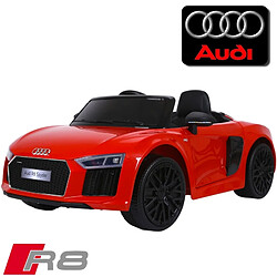 Voiture électrique enfant 12 volts nouvelle Audi R8 pack luxe rouge à télécommande parentale siège simili cuir audio bluetooth 