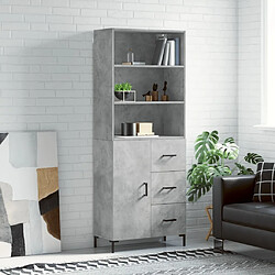 Maison Chic Buffet,Meuble de Rangement,commode pour salon,Cuisine Gris béton 69,5x34x180 cm Bois d'ingénierie -MN30086