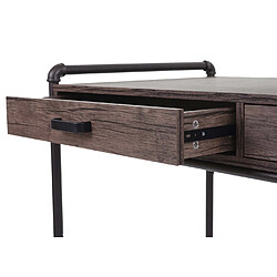 Decoshop26 Bureau table d'ordinateur design industriel 75x120x60cm aspect chêne marron 04_0001445