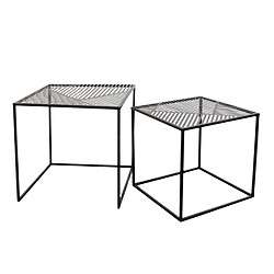 The Home Deco Factory 2 Tables d'appoint design industriel en métal Riga - Noir The Home Deco Factory - 2 Tables d'appoint design industriel en métal Riga - Noir - Industriel