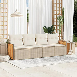 vidaXL Salon de jardin avec coussins 4 pcs beige résine tressée 