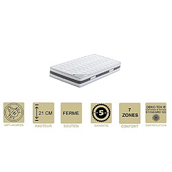 Provence Literie Lot de 2 Matelas Mémoire de Forme 62 Kg/m3 + 2 Alèses 90x190 x 21 cm Ferme + 2 Oreillers Visco - 7 Zones de Confort - Noyau Aertech+ 35 Kg/m3 HR Haute Densité - Hypoallergénique 