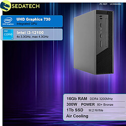 Sedatech Mini-PC Pro ITX • Intel i3-12100 • 16Go RAM • 1To SSD M.2 • DVD-RW • sans OS