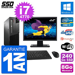 PC Lenovo M93p SFF Ecran 22" Intel i7-4770 RAM 8Go SSD 240Go Windows 10 Wifi · Occasion 