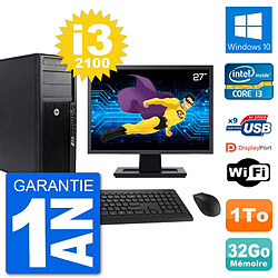 PC Tour HP Z210 Ecran 27" Intel i3-2100 RAM 32Go Disque Dur 1To Windows 10 Wifi - Occasion