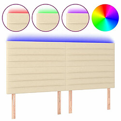 Maison Chic Tête de lit scandinave à LED,meuble de chambre Crème 160x5x118/128 cm Tissu -MN63775