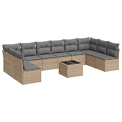 Maison Chic Salon de jardin 11 pcs avec coussins | Ensemble de Table et chaises | Mobilier d'Extérieur beige résine tressée -GKD75185