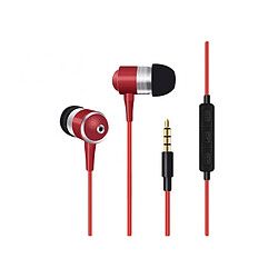 Shot Ecouteurs Metal pour HUAWEI P40 avec Micro et Telecommande Reglage Son Kit Main Libre INTRA-AURICULAIRE (ROUGE) 