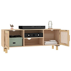 Avis Maison Chic Meuble TV scandinave - Banc TV pour salon Marron 105x30x40 cm Bois de pin massif rotin naturel -MN28194