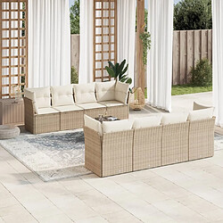 Maison Chic Salon de jardin avec coussins 9 pcs | Ensemble de Table et chaises | Mobilier d'Extérieur beige résine tressée -GKD95303