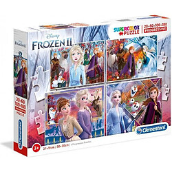 Clementoni- Supercolor Disney La Reine des Neiges 2-20+60+100+180 pièces Enfant-boîte de 4 Puzzles-fabriqué en Italie, 3 Ans et Plus, 21411, Multicolore 