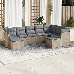 Maison Chic Salon de jardin avec coussins 9 pcs | Ensemble de Table et chaises | Mobilier d'Extérieur beige résine tressée -GKD89200