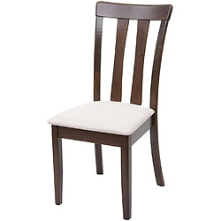 Decoshop26 Lot de 2 chaises de salle à manger en bois massif marron foncé et assise en tissu crème CDS04465