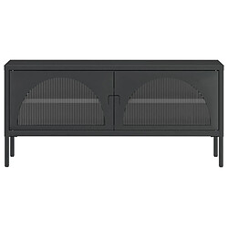 Maison Chic Meuble TV scandinave - Banc TV pour salon noir 105x35x50 cm verre et acier -MN21734 pas cher