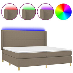 vidaXL Sommier à lattes de lit matelas et LED Taupe 200x200 cm Tissu