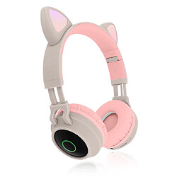 Avizar Casque Audio Bluetooth Design Oreilles Chat Animation lumineuse 12h - beige