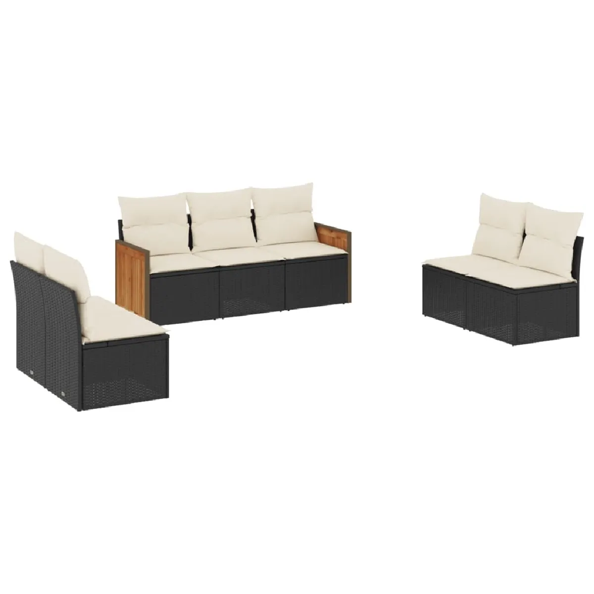 Maison Chic Ensemble Tables et chaises d'extérieur 7pcs avec coussins,Salon de jardin noir résine tressée -GKD511831