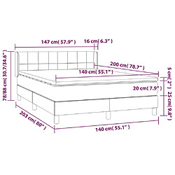 vidaXL Sommier à lattes de lit et matelas Gris foncé 140x200cm Velours pas cher