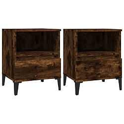 Maison Chic Lot de 2 Tables de chevet - Tables de Nuit Chêne fumé 40x35x50 cm