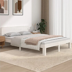 Maison Chic Lit adulte 150x200cm - Cadre de lit,Structure du lit Contemporain pour chambre Blanc Bois massif Très grand -MN60204