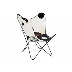 Paris Prix Fauteuil Design Peau de Vache Papillon 92cm Noir & Blanc