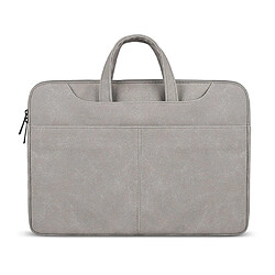 Wewoo Sacoche ST06S Étanche en cuir PU Zipper Caché Bandoulière Portable Sac à pour ordinateur 13,3 poucesavec Magic Stick & Ceinture valise gris clair 