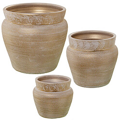 Set de pots de fleurs Alexandra House Living Blanc Doré Céramique (3 Pièces)