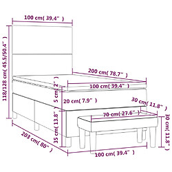 vidaXL Sommier à lattes de lit avec matelas Noir 100x200 cm Similicuir pas cher