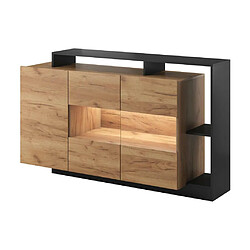 Avis Vente-Unique Buffet 3 portes et 3 niches avec LEDs - Coloris : Naturel et anthracite - IDESIA