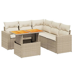 vidaXL Salon de jardin avec coussins 6 pcs beige résine tressée