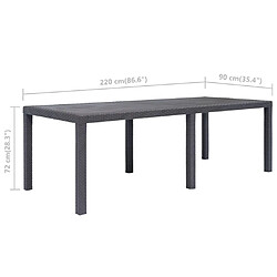 Acheter vidaXL Table de jardin Marron 220x90x72 cm Plastique Aspect de rotin