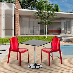 Grand Soleil Table carré et Ronde avec 2 chaises colo